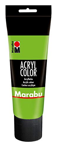 Marabu 12010025282 - Acryl Color blattgrün 225 ml, cremige Acrylfarbe auf Wasserbasis, schnell trocknend, lichtecht, wasserfest, zum Auftragen mit Pinsel und Schwamm auf Leinwand, Papier und Holz von Marabu