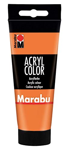 Marabu 12010050013 - Acryl Color orange 100 ml, cremige Acrylfarbe auf Wasserbasis, schnell trocknend, lichtecht, wasserfest, zum Auftragen mit Pinsel und Schwamm auf Leinwand, Papier und Holz von Marabu