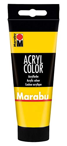 Marabu 12010050019 - Acryl Color gelb 100 ml, cremige Acrylfarbe auf Wasserbasis, schnell trocknend, lichtecht, wasserfest, zum Auftragen mit Pinsel und Schwamm auf Leinwand, Papier und Holz Marabu 12010050019 - Acryl Color gelb 100 ml, cremige Acrylfarbe auf Wasserbasis, schnell trocknend, lichtecht, wasserfest, zum Auftragen mit Pinsel und Schwamm auf Leinwand, Papier und Holz von Marabu