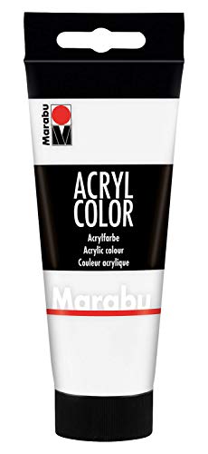 Marabu 12010050070 - Acryl Color weiß 100 ml, cremige Acrylfarbe auf Wasserbasis, schnell trocknend, lichtecht, wasserfest, zum Auftragen mit Pinsel und Schwamm auf Leinwand, Papier und Holz Marabu 12010050070 - Acryl Color weiß 100 ml, cremige Acrylfarbe auf Wasserbasis, schnell trocknend, lichtecht, wasserfest, zum Auftragen mit Pinsel und Schwamm auf Leinwand, Papier und Holz von Marabu