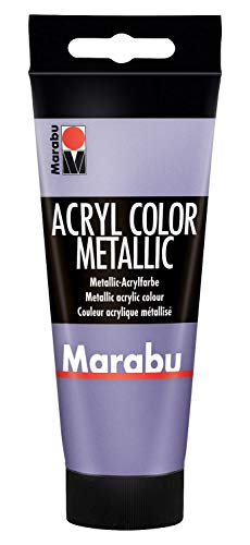 Marabu 12010050750 - Acryl Color metallic violett 100 ml, cremige Acrylfarbe auf Wasserbasis, schnell trocknend, lichtecht, wasserfest, zum Auftragen mit Pinsel und Schwamm auf Leinwand, Papier, Holz von Marabu