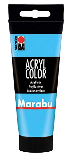 Marabu 12010050090 - Acryl Color hellblau 100 ml, cremige Acrylfarbe auf Wasserbasis, schnell trocknend, lichtecht, wasserfest, zum Auftragen mit Pinsel und Schwamm auf Leinwand, Papier und Holz von Marabu