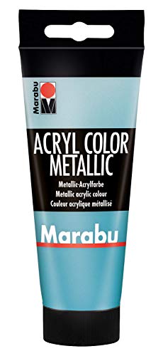 Marabu 12010050792 - Acryl Color metallic petrol 100 ml, cremige Acrylfarbe auf Wasserbasis, schnell trocknend, lichtecht, wasserfest, zum Auftragen mit Pinsel und Schwamm auf Leinwand, Papier, Holz von Marabu