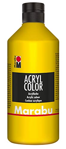 Marabu 12010075019 - Acryl Color gelb 500 ml, cremige Acrylfarbe auf Wasserbasis, schnell trocknend, lichtecht, wasserfest, zum Auftragen mit Pinsel und Schwamm auf Leinwand, Papier und Holz Marabu 12010075019 - Acryl Color gelb 500 ml, cremige Acrylfarbe auf Wasserbasis, schnell trocknend, lichtecht, wasserfest, zum Auftragen mit Pinsel und Schwamm auf Leinwand, Papier und Holz von Marabu