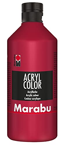 Marabu 12010075032 - Acryl Color karminrot 500 ml, cremige Acrylfarbe auf Wasserbasis, schnell trocknend, lichtecht, wasserfest, zum Auftragen mit Pinsel und Schwamm auf Leinwand, Papier und Holz Marabu 12010075032 - Acryl Color karminrot 500 ml, cremige Acrylfarbe auf Wasserbasis, schnell trocknend, lichtecht, wasserfest, zum Auftragen mit Pinsel und Schwamm auf Leinwand, Papier und Holz von Marabu