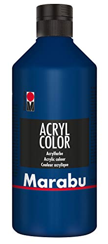 Marabu 12010075053 - Acryl Color dunkelblau 500 ml, cremige Acrylfarbe auf Wasserbasis, schnell trocknend, lichtecht, wasserfest, zum Auftragen mit Pinsel und Schwamm auf Leinwand, Papier und Holz Marabu 12010075053 - Acryl Color dunkelblau 500 ml, cremige Acrylfarbe auf Wasserbasis, schnell trocknend, lichtecht, wasserfest, zum Auftragen mit Pinsel und Schwamm auf Leinwand, Papier und Holz von Marabu