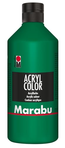 Marabu 12010075067 - Acryl Color saftgrün 500 ml, cremige Acrylfarbe auf Wasserbasis, schnell trocknend, lichtecht, wasserfest, zum Auftragen mit Pinsel und Schwamm auf Leinwand, Papier und Holz von Marabu