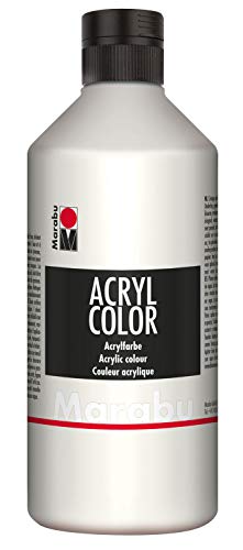 Marabu 12010075070 - Acryl Color weiß 500 ml, cremige Acrylfarbe auf Wasserbasis, schnell trocknend, lichtecht, wasserfest, zum Auftragen mit Pinsel und Schwamm auf Leinwand, Papier und Holz Marabu 12010075070 - Acryl Color weiß 500 ml, cremige Acrylfarbe auf Wasserbasis, schnell trocknend, lichtecht, wasserfest, zum Auftragen mit Pinsel und Schwamm auf Leinwand, Papier und Holz von Marabu