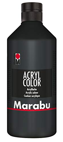 Marabu 12010075073 - Acryl Color schwarz 500 ml, cremige Acrylfarbe auf Wasserbasis, schnell trocknend, lichtecht, wasserfest, zum Auftragen mit Pinsel und Schwamm auf Leinwand, Papier und Holz Marabu 12010075073 - Acryl Color schwarz 500 ml, cremige Acrylfarbe auf Wasserbasis, schnell trocknend, lichtecht, wasserfest, zum Auftragen mit Pinsel und Schwamm auf Leinwand, Papier und Holz von Marabu