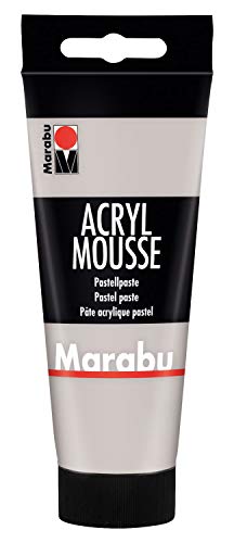 Marabu 12050050278 - Acryl Mousse hellgrau 100 ml, leichte Pastell - Acrylpaste auf Wasserbasis, luftige Konsistenz, zum Auftrag mit Malmesser und Pinsel auf Keilrahmen, Holz, Papier und Metall von Marabu