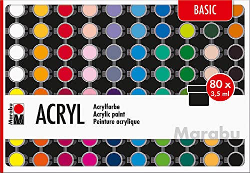 Marabu 1210000000207 - Großes Einsteigerset Acrylfarben Basic, 80 x 3,5 ml, auf Wasserbasis, wasserfest und lichtbeständig, schnelltrocknend für Keilrahmen, Papier, Pappe, Holz Marabu 1210000000207 - Großes Einsteigerset Acrylfarben Basic, 80 x 3,5 ml, auf Wasserbasis, wasserfest und lichtbeständig, schnelltrocknend für Keilrahmen, Papier, Pappe, Holz von Marabu