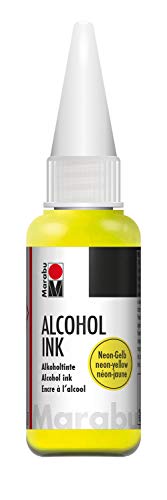 Marabu 12160059321 - Alcohol Ink neon gelb, 20 ml, Alkoholtinte, für Fluid Art, Resin Art und Epoxidharz, für nicht saugende Untergründe, beschichtetes Spezialpapier, Metall, Keramik und Glas von Marabu