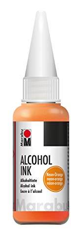 Marabu 12160059324 - Alcohol Ink neon orange, 20 ml, Alkoholtinte, für Fluid Art, Resin Art und Epoxidharz, für nicht saugende Untergründe, beschichtetes Spezialpapier, Metall, Keramik und Glas von Marabu