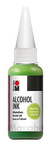 Marabu 12160059365 - Alcohol Ink neon grün, 20 ml, Alkoholtinte, für Fluid Art, Resin Art und Epoxidharz, für nicht saugende Untergründe, beschichtetes Spezialpapier, Metall, Keramik und Glas von Marabu