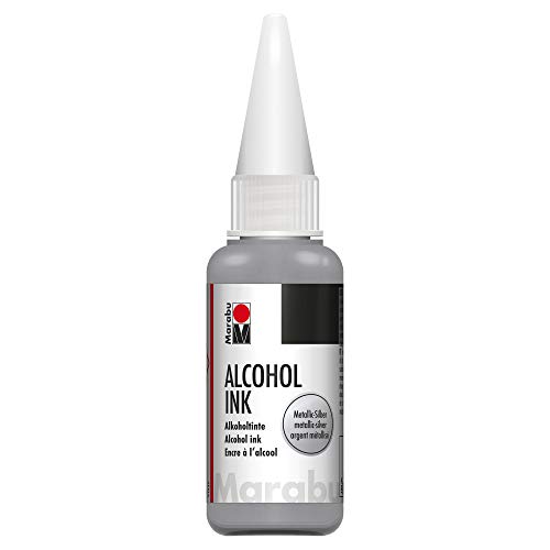Marabu 12160059782 - Alcohol Ink metallic-silber, 20 ml, Alkohol-Tinte, für Fluid Art, Resin Art und Epoxidharz, für nicht saugende Untergründe, beschichtetes Spezialpapier, Metall, Keramik und Glas Marabu 12160059782 - Alcohol Ink metallic-silber, 20 ml, Alkohol-Tinte, für Fluid Art, Resin Art und Epoxidharz, für nicht saugende Untergründe, beschichtetes Spezialpapier, Metall, Keramik und Glas von Marabu