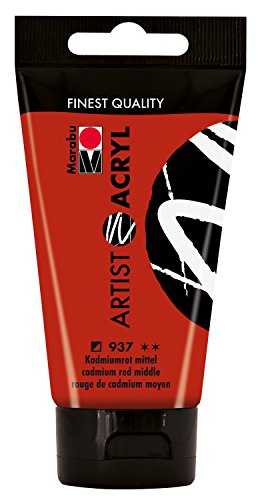 Marabu 12200002937 - Artist Acryl kamiumrot mittel 75 ml, feine Acrylfarbe in Künstlerqualität, auf Wasserbasis, pastose Konsistenz, hoch pigmentiert, sehr gute Brillanz und Deckkraft von Marabu