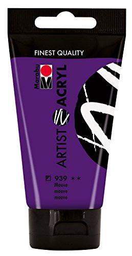 Marabu 12200002939 - Artist Acryl mauve 75 ml, feine Acrylfarbe in Künstlerqualität, auf Wasserbasis, pastose Konsistenz, hoch pigmentiert, sehr gute Brillanz und Deckkraft von Marabu