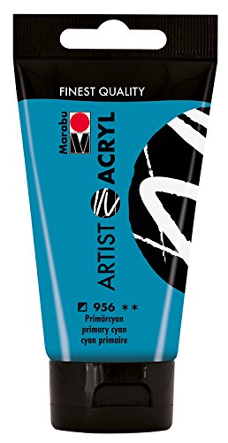 Marabu 12200002956 - Artist Acryl primärcyan 75 ml, feine Acrylfarbe in Künstlerqualität, auf Wasserbasis, pastose Konsistenz, hoch pigmentiert, sehr gute Brillanz und Deckkraft von Marabu