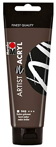 Marabu 12200044948 - Artist Acryl, Umbra gebrannt 120 ml, feine Acrylfarbe in Künstlerqualität, auf Wasserbasis, pastose Konsistenz, hoch pigmentiert, sehr gute Brillanz und Deckkraft von Marabu
