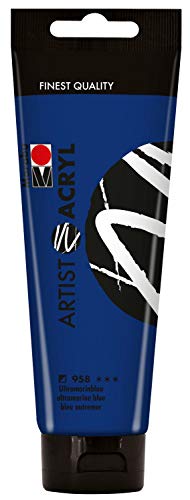 Marabu 12200044958 - Artist Acryl, Ultramarinblau 120 ml, feine Acrylfarbe in Künstlerqualität, auf Wasserbasis, pastose Konsistenz, hoch pigmentiert, sehr gute Brillanz und Deckkraft von Marabu