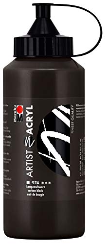 Marabu 12200075974 - Artist Acryl, Lampenschwarz 500 ml, feine Acrylfarbe in Künstlerqualität, auf Wasserbasis, pastose Konsistenz, hoch pigmentiert, sehr gute Brillanz und Deckkraft Marabu 12200075974 - Artist Acryl, Lampenschwarz 500 ml, feine Acrylfarbe in Künstlerqualität, auf Wasserbasis, pastose Konsistenz, hoch pigmentiert, sehr gute Brillanz und Deckkraft von Marabu