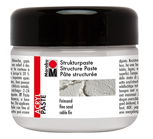 Marabu 12260025809 - Strukturpaste Feinsand, matte Acrylpaste auf Wasserbasis, lichtecht, wetterfest, gut deckend, für reliefartige bis plastische Strukturen, 225 ml, weiß von Marabu