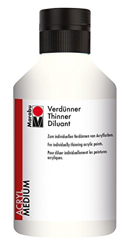 Marabu 12290013859 - Verdünner, dünnflüssiges Acryl - Malmittel auf Wasserbasis, zum individuellen Verdünnen von Acrylfarben, 250 ml, transparent von Marabu