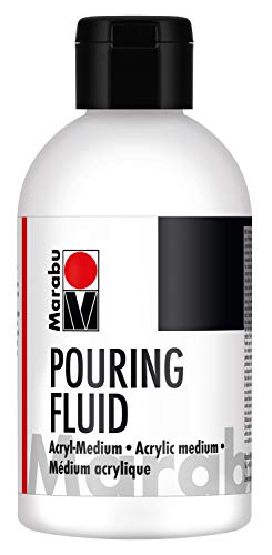 Marabu 12320013885 - Pouring Fluid Acrylmedium 250 ml, Dünnflüssiges Medium für Gießanwendungen und Fließtechniken, verbessert die Verlaufseigenschaften von Acrylfarben, nicht vergilbend von Marabu