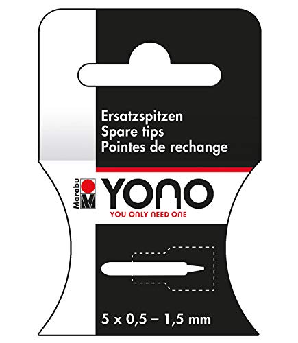 Marabu 1240000004005 - YONO Marker Ersatzspitzen 0,5 - 1,5 mm, 5 hochwertige japanische Rundspitzen zum Austauschen von Marabu