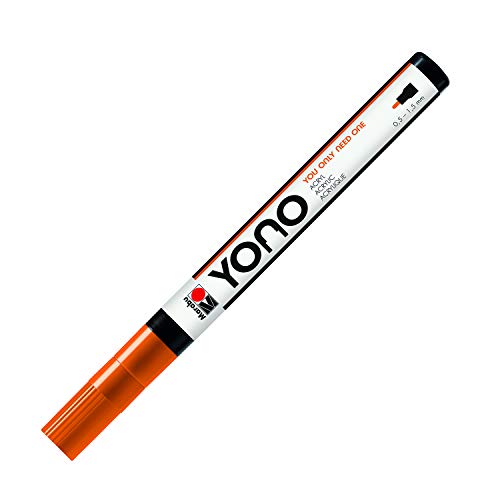 Marabu 12400101013 - YONO Marker, Orange 013, vielseitiger Acrylstift mit feiner japanischer Rundspitze 0,5 - 1,5 mm, wasserbasiert, lichtecht und wasserfest, für nahezu alle Untergründe von Marabu
