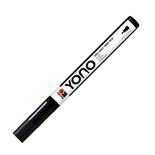 Marabu 12400101073 - YONO Marker, Schwarz 073, vielseitiger Acrylstift mit feiner japanischer Rundspitze 0,5 - 1,5 mm, wasserbasiert, lichtecht und wasserfest, für nahezu alle Untergründe von Marabu