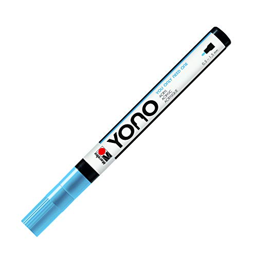 Marabu 12400101256 - YONO Marker, Pastellblau 256, vielseitiger Acrylstift mit feiner japanischer Rundspitze 0,5 - 1,5 mm, wasserbasiert, lichtecht und wasserfest, für nahezu alle Untergründe von Marabu