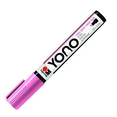 Marabu 12400102033 - YONO Marker, Rosa 033, vielseitiger Acrylstift mit japanischer Keilspitze 0,5 - 5 mm, wasserbasiert, lichtecht und wasserfest, für nahezu alle Untergründe von Marabu