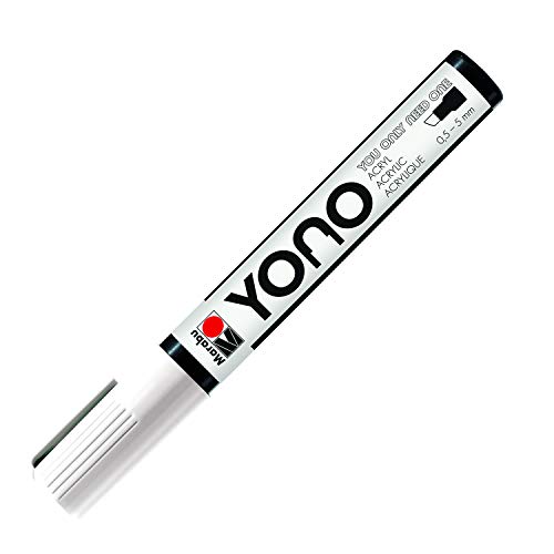 Marabu 12400102070 - YONO Marker, Weiß 070, vielseitiger Acrylstift mit japanischer Keilspitze 0,5 - 5 mm, wasserbasiert, lichtecht und wasserfest, für nahezu alle Untergründe Marabu 12400102070 - YONO Marker, Weiß 070, vielseitiger Acrylstift mit japanischer Keilspitze 0,5 - 5 mm, wasserbasiert, lichtecht und wasserfest, für nahezu alle Untergründe von Marabu