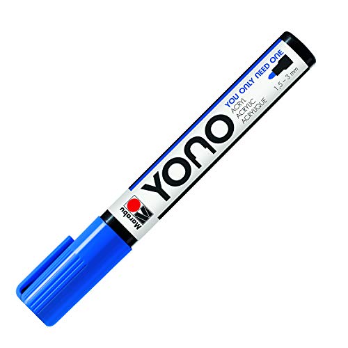 Marabu 12400103053 - YONO Marker, Dunkelblau 053, vielseitiger Acrylstift mit japanischer Rundspitze 1,5 - 3 mm, wasserbasiert, lichtecht und wasserfest, für nahezu alle Untergründe von Marabu