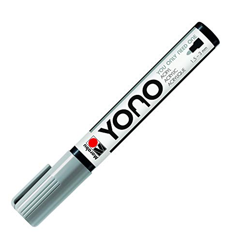 Marabu 12400103078 - YONO Marker, Grau 078, vielseitiger Acrylstift mit japanischer Rundspitze 1,5 - 3 mm, wasserbasiert, lichtecht und wasserfest, für nahezu alle Untergründe von Marabu