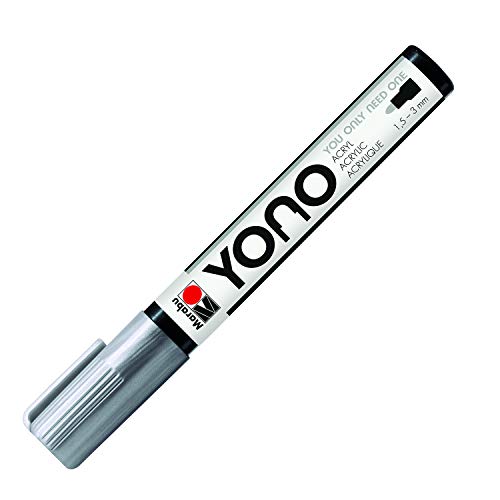 Marabu 12400103082 - YONO Marker, Silber 082, vielseitiger Acrylstift mit japanischer Rundspitze 1,5 - 3 mm, wasserbasiert, lichtecht und wasserfest, für nahezu alle Untergründe Marabu 12400103082 - YONO Marker, Silber 082, vielseitiger Acrylstift mit japanischer Rundspitze 1,5 - 3 mm, wasserbasiert, lichtecht und wasserfest, für nahezu alle Untergründe von Marabu