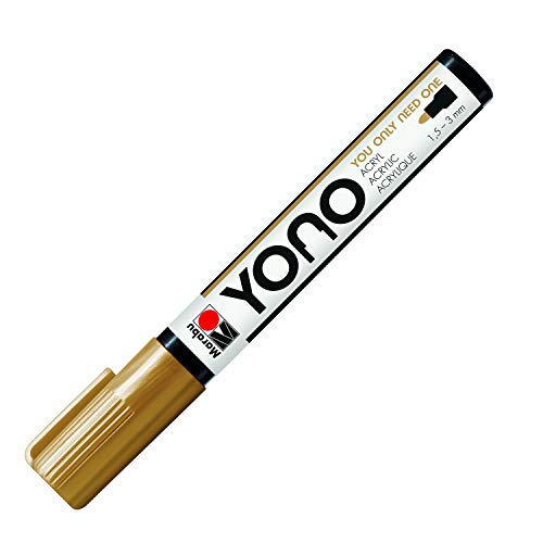 Marabu 12400103084 - YONO Marker, Gold 084, vielseitiger Acrylstift mit japanischer Rundspitze 1,5 - 3 mm, wasserbasiert, lichtecht und wasserfest, für nahezu alle Untergründe von Marabu