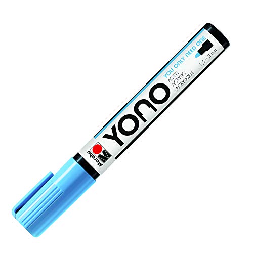 Marabu 12400103256 - YONO Marker, Pastellblau 256, vielseitiger Acrylstift mit japanischer Rundspitze 1,5 - 3 mm, wasserbasiert, lichtecht und wasserfest, für nahezu alle Untergründe von Marabu