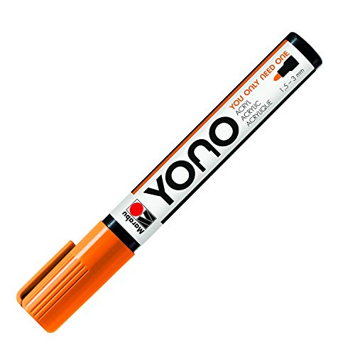 Marabu 12400103324 - YONO Marker, Neon-Orange 324, vielseitiger Acrylstift mit japanischer Rundspitze 1,5 - 3 mm, wasserbasiert, lichtecht und wasserfest, für nahezu alle Untergründe von Marabu