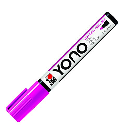 Marabu 12400103334 - YONO Marker, Neon-Pink 334, vielseitiger Acrylstift mit japanischer Rundspitze 1,5 - 3 mm, wasserbasiert, lichtecht und wasserfest, für nahezu alle Untergründe von Marabu