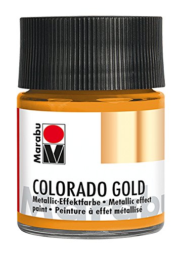 Marabu 12640005713 - Metallic Effektfarbe, Colorado Gold metallic orange 50 ml, auf Wasserbasis, lichtecht, wetterfest, schnell trocknend, zum Pinseln und Tupfen auf saugenden Untergründen von Marabu