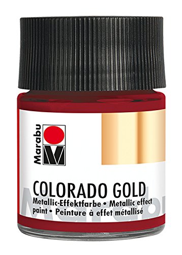 Marabu 12640005732 - Metallic Effektfarbe, Colorado Gold metallic rot 50 ml, auf Wasserbasis, lichtecht, wetterfest, schnell trocknend, zum Pinseln und Tupfen auf saugenden Untergründen von Marabu