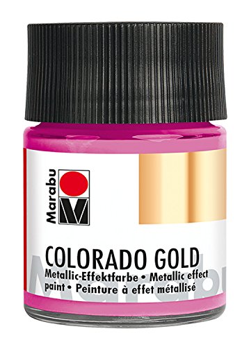 Marabu 12640005733 - Metallic Effektfarbe, Colorado Gold metallic rosa 50 ml, auf Wasserbasis, lichtecht, wetterfest, schnell trocknend, zum Pinseln und Tupfen auf saugenden Untergründen von Marabu