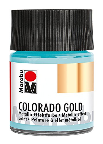 Marabu 12640005764 - Metallic Effektfarbe, Colorado Gold blau silber 50 ml, auf Wasserbasis, lichtecht, wetterfest, schnell trocknend, zum Pinseln und Tupfen auf saugenden Untergründen von Marabu