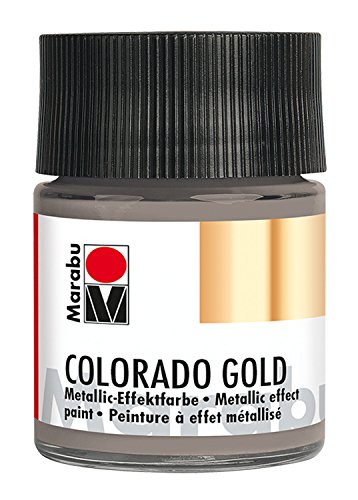 Marabu 12640005772 - Metallic Effektfarbe, Colorado Gold metallic anthrazit 50 ml, auf Wasserbasis, lichtecht, wetterfest, schnell trocknend, zum Pinseln und Tupfen auf saugenden Untergründen von Marabu