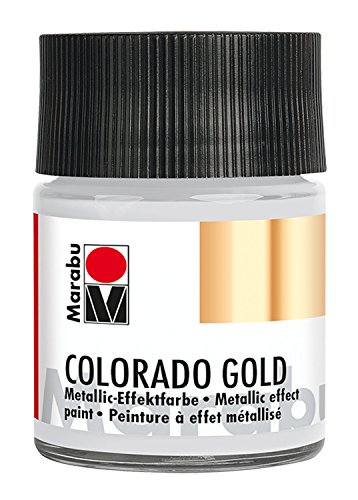 Marabu 12640005782 - Metallic Effektfarbe, Colorado Gold metallic silber 50 ml, auf Wasserbasis, lichtecht, wetterfest, schnell trocknend, zum Pinseln und Tupfen auf saugenden Untergründen von Marabu