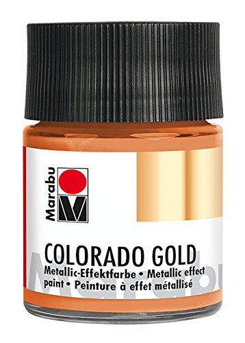 Marabu 12640005787 - Metallic Effektfarbe, Colorado Gold metallic kupfer 50 ml, auf Wasserbasis, lichtecht, wetterfest, schnell trocknend, zum Pinseln und Tupfen auf saugenden Untergründen von Marabu