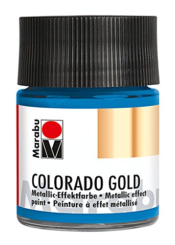Marabu 12640005792 - Metallic Effektfarbe, Colorado Gold metallic petrol 50 ml, auf Wasserbasis, lichtecht, wetterfest, schnell trocknend, zum Pinseln und Tupfen auf saugenden Untergründen von Marabu