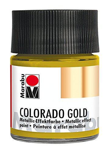 Marabu 12640005793 - Metallic Effektfarbe, Colorado Gold antik gold 50 ml, auf Wasserbasis, lichtecht, wetterfest, schnell trocknend, zum Pinseln und Tupfen auf saugenden Untergründen von Marabu